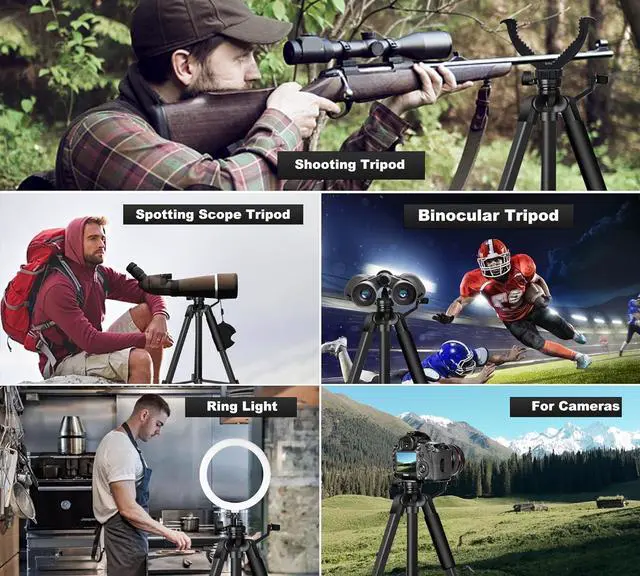 Alt view image 6 of 6 - Binocular and Shooting Tripod Hunting Rest V Yoke Stand, Spotting Scope Tripod, with Binoculars Adapter and Removable 360° Rotate Fluid Head, Perfect for Binoculars, Hunting, Shooting Tripod