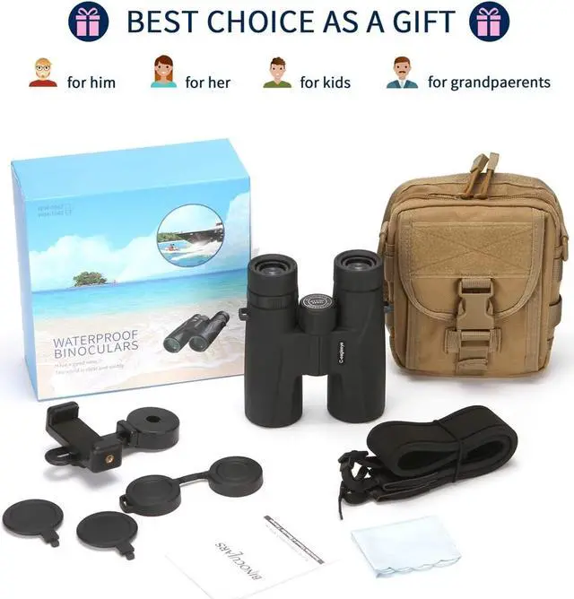 Alt view image 6 of 6 - Ceagleeye10x42 Binoculars for Adults,Ipx7 Professional Waterproof and Anti-Fog with 23mm Large Eyepiece Bak4 Lens,Binoculars for Travel Bird Watching Hunting Sports Extra Bag,Strap,Phone Adapter,Black