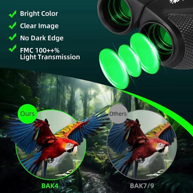 Alt view image 3 of 6 - BIJIA 12 x 25 Compact Binoculars for Adults and Kids, Easy Focus Small Binoculars with BAK4 Prism, Large Eyepiece, Waterproof, Low Light Vision for Travel, Hiking, Bird Watching, Hunting, Concerts