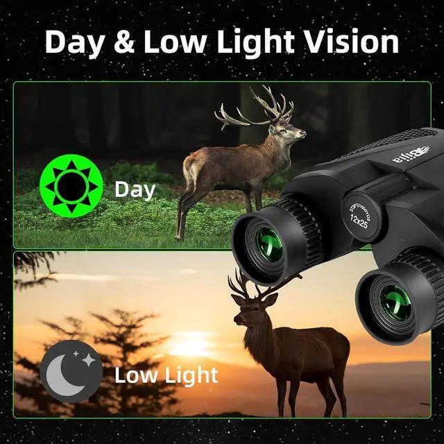 Alt view image 5 of 6 - BIJIA 12 x 25 Compact Binoculars for Adults and Kids, Easy Focus Small Binoculars with BAK4 Prism, Large Eyepiece, Waterproof, Low Light Vision for Travel, Hiking, Bird Watching, Hunting, Concerts