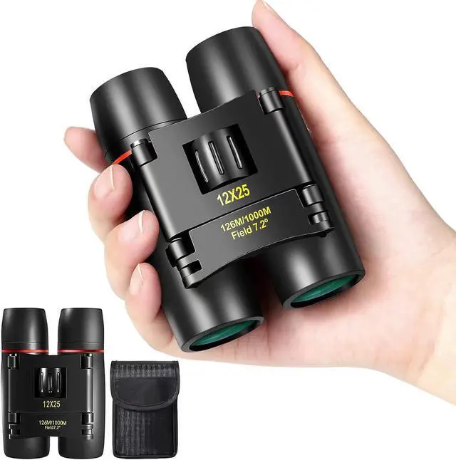 Main image of 12X25 Mini Pocket Binoculars Compact, Small Lightweight Foldable for Adults Kids Bird Watching, Travel, Opera Concert, Hiking, Cruise, Football Game Green