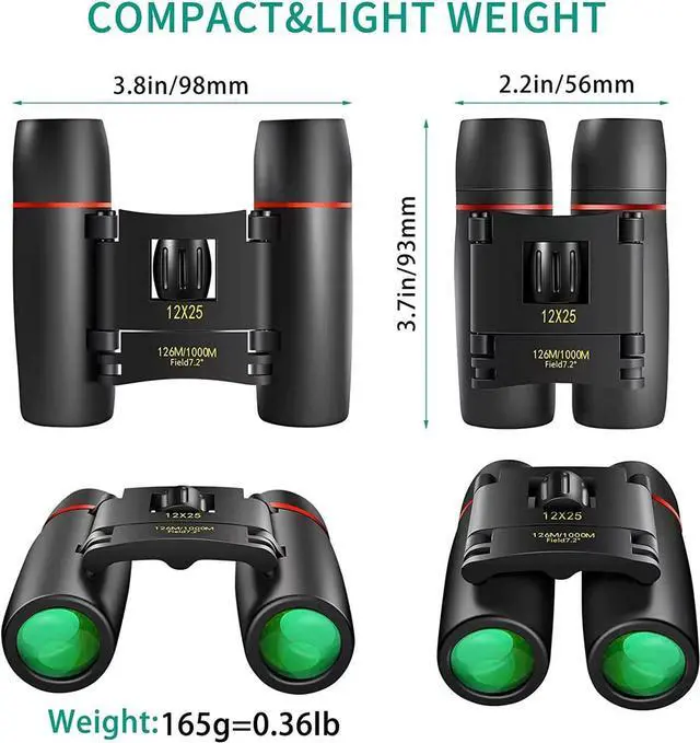 Alt view image 2 of 8 - POLDR 12X25 Small Pocket Binoculars Compact Adults,Mini Kids Binoculars Boys for Bird Watching,Concert Theater Opera