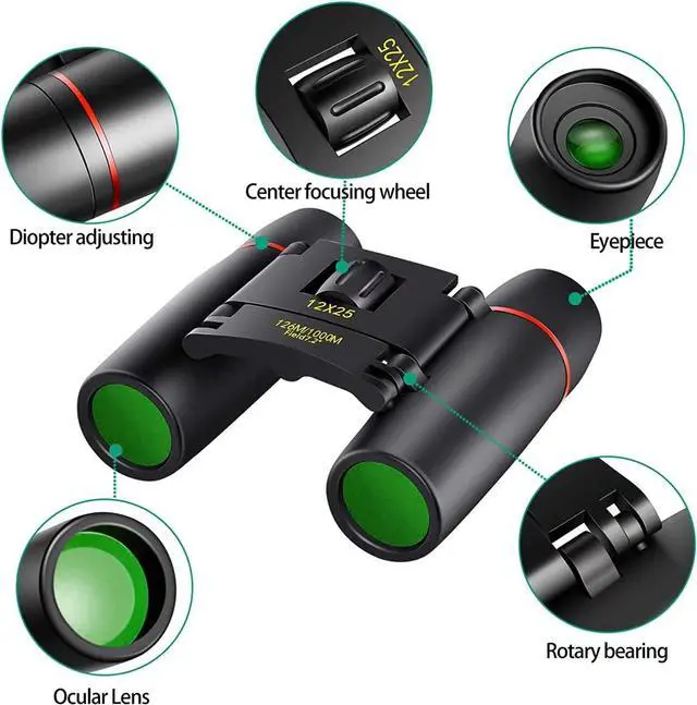 Alt view image 3 of 8 - POLDR 12X25 Small Pocket Binoculars Compact Adults,Mini Kids Binoculars Boys for Bird Watching,Concert Theater Opera