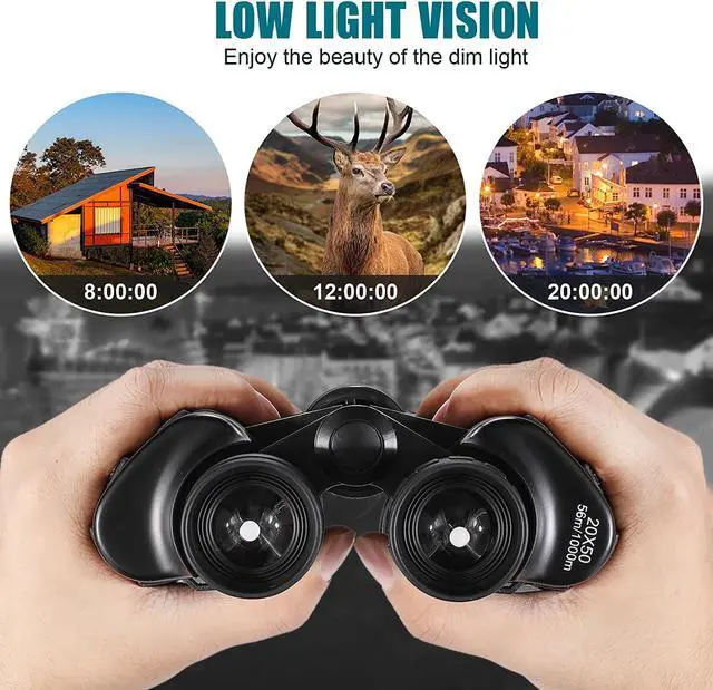 Alt view image 5 of 7 - Binoculars 20x50,High Power Binoculars for Adults and Kids with Low Light Night Vision, Compact Waterproof Binoculars for Bird Watching Hunting Travel Football Stargazing BAK-4 Prism FMC Lens(Black)