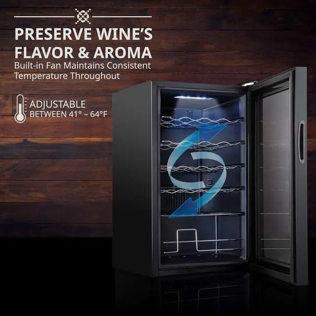 Alt view image 3 of 7 - Ivation 24 Bottle Compressor Wine Cooler Refrigerator w/Lock | Large Freestanding Wine Cellar For Red, White, Champagne or Sparkling Wine | 41f-64f Digital Temperature Control Fridge Glass Door Black