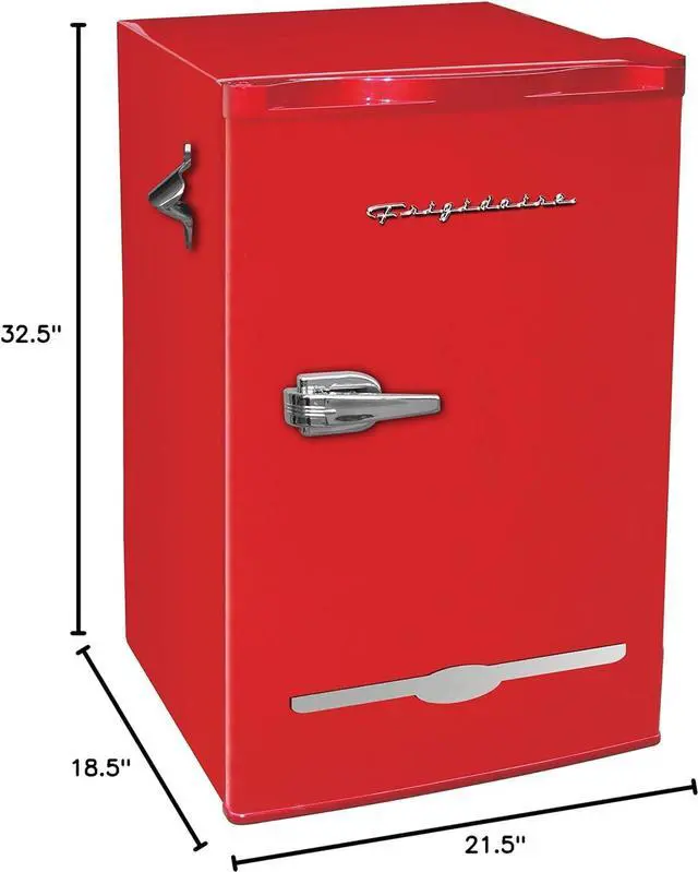 Alt view image 3 of 3 - Frigidaire Retro Bar Fridge Refrigerator with Side Bottle Opener, 3.2 cu. ft, Red