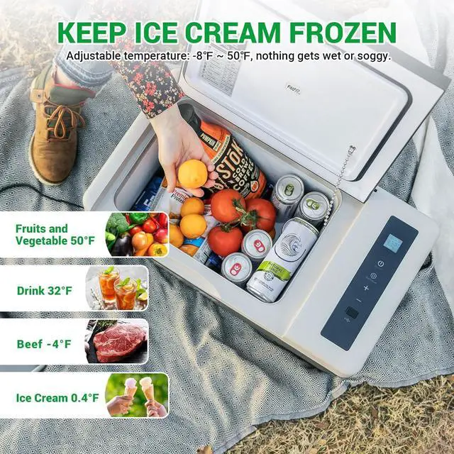 Alt view image 3 of 7 - 12 Volt Refrigerator, 20 Quart(18L) Portable Freezer, 12V Car Fridge(-8~50), Compressor Cooler for Camping, Road Trip, Travel, Van, Truck, RV, Boat, Outdoor, Home, 12/24V DC & 100~240V AC