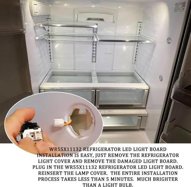 Alt view image 6 of 7 - 2pk-WR55X11132 WR55X25754 3033142 AP5646375 PS4704284 for GE Refrigerator LED Light Assembly (2)