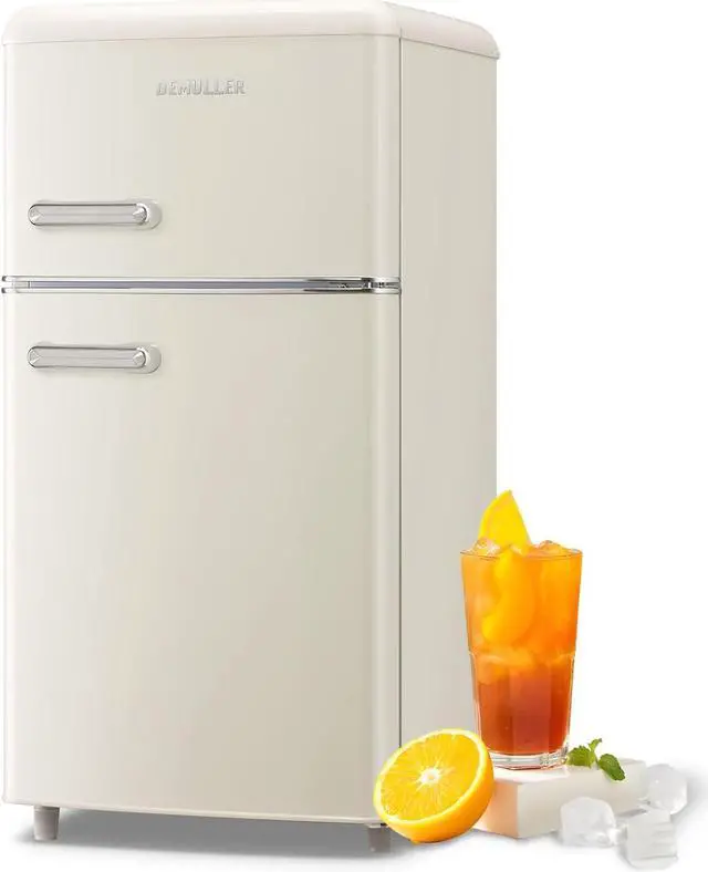 Main image of Retro Mini Fridge 3.5 Cu.ft Refrigerator with Top Freezer Compact Fridge Apartment Size Refrigerator Dual Door Fridge with Handles Small Refrigerator for Home Office Dorm