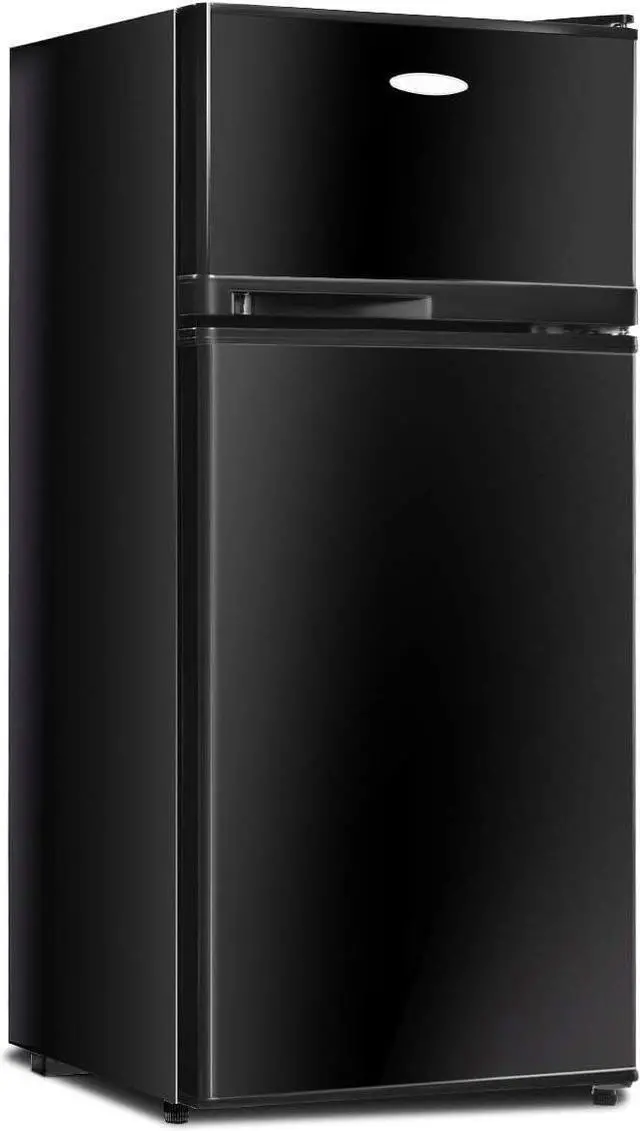 Main image of GOFLAME Compact Refrigerator, 3.4 cu. ft. Mini Cooler Fridge with Removable Glass Shelves, Adjustable Thermostat, Freestanding Fridge with Top Door Freezer for Dorm, Office, Apartment Use (Black)