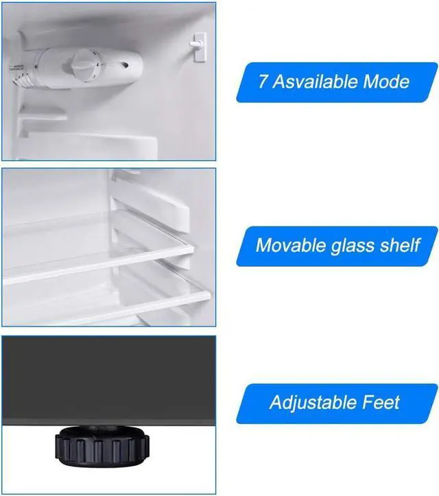 Alt view image 6 of 7 - Safeplus Compact Refrigerator, 3.4 cu ft. Unit Cold-rolled Sheet Mini Refrigerator with freezer, Dorm fridge with Adjustable Removable Shelves,Black