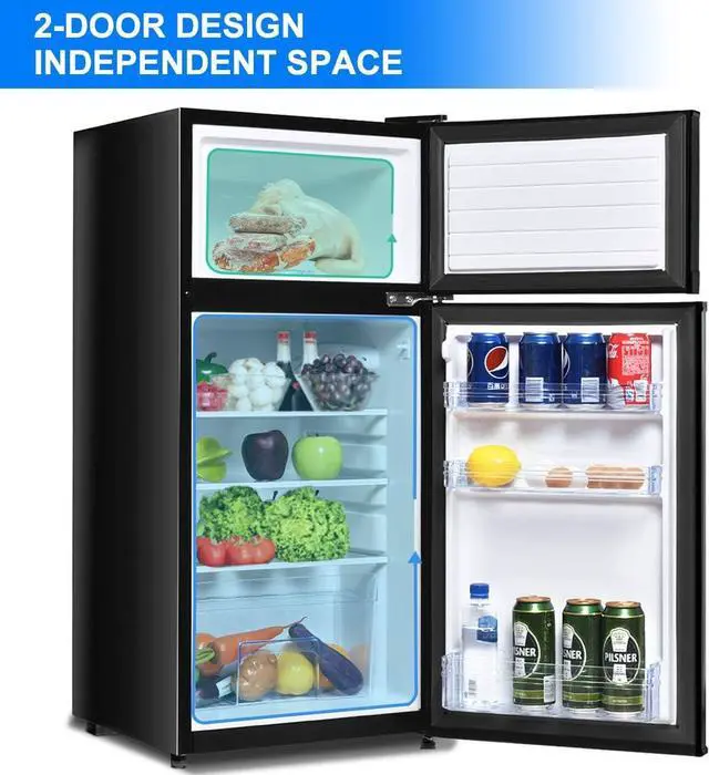 Alt view image 5 of 7 - Safeplus Compact Refrigerator, 3.4 cu ft. Unit Cold-rolled Sheet Mini Refrigerator with freezer, Dorm fridge with Adjustable Removable Shelves,Black