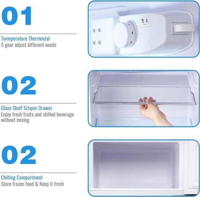Alt view image 4 of 7 - WANAI 3.5 Cu.Ft Mini Fridge with Freezer Small Retro Dual Door Refrigerator Freestanding Compact Refrigerator with Freezer 2 Door Mini Fridge for Bedroom, Dorm, Office, Cream