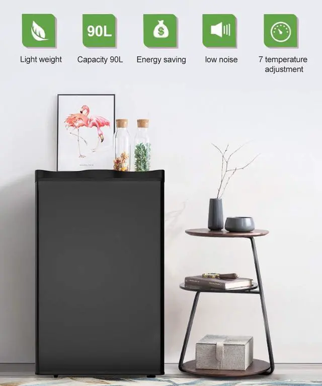 Alt view image 2 of 7 - Safeplus Mini Dorm Compact Refrigerator, 3.2 Cu.Ft Compact Refrigerator Under Counter Refrigerator with Small Freezer Removable Glass Shelves - Drinks Food Beer Storage for Office Dorm or Apartment