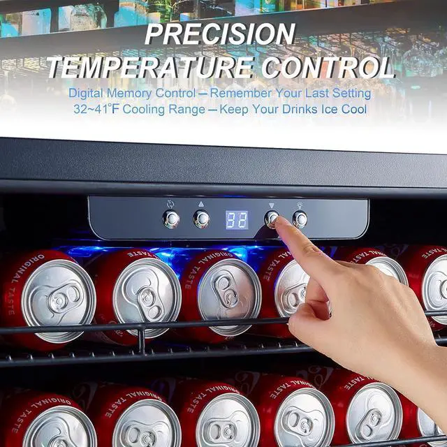 Alt view image 5 of 7 - Phiestina 24 inch Indoor/Outdoor Beverage Refrigerator 175 Cans Built-in/Freestanding Beverage Fridge Cooler Lockable Stainless Steel Door Auto Defrost Quiet For Home/Commercial,6 Removable Shelves