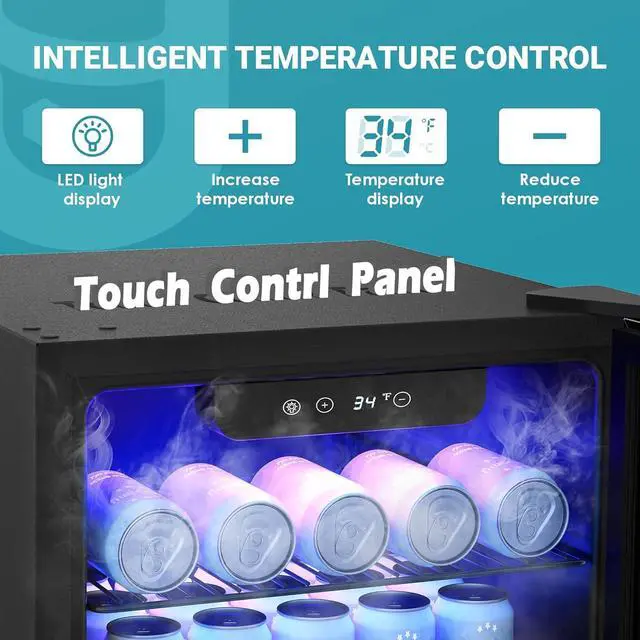 Alt view image 4 of 7 - EUHOMY Beverage Refrigerator and Cooler, 126 Can Mini fridge with Glass Door, Small Refrigerator with Adjustable Shelves for Soda Beer or Wine, Perfect for Home/Bar/Office (Slive).