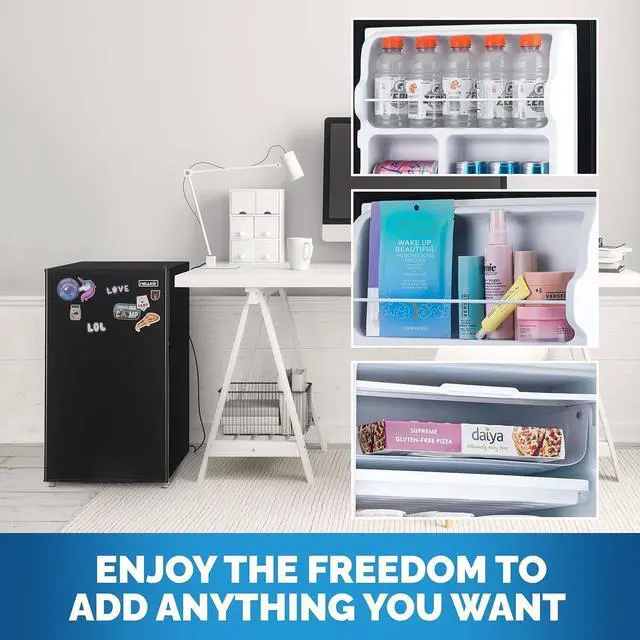 Alt view image 4 of 7 - NewAir 3.3 Cu. Ft. Compact Mini Refrigerator with Freezer, Can Dispenser, Perfect for Dorm Rooms, Bedrooms, Home Offices, and RV Vans