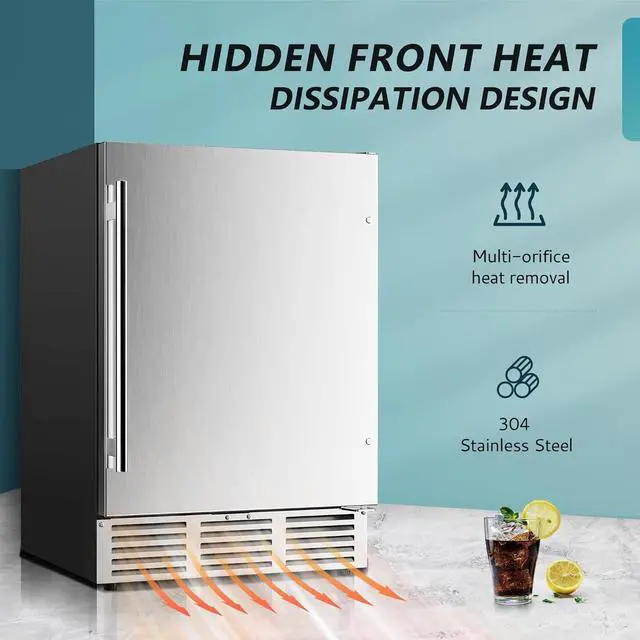 Alt view image 3 of 7 - EUHOMY 24 Inch Beverage Refrigerator, Built-in and Freestanding Beverage Cooler 180 Can, Under Counter Beverage Fridge with Stainless Steel Door, Outdoor Refrigerator for Soda, Beer, Wine.