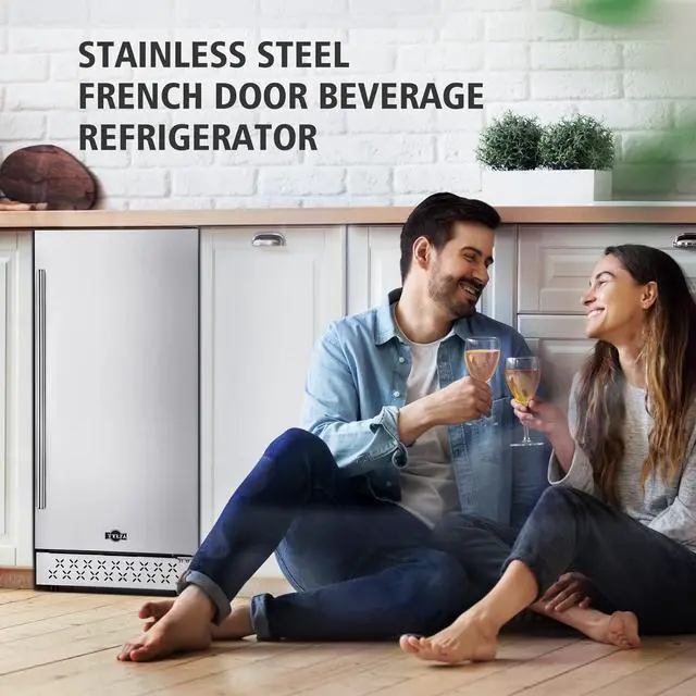 Alt view image 2 of 7 - Tylza Beverage Refrigerator 15 Inch Wide, Mini Fridge Stainless Steel Under Counter Beverage Cooler, 130 Cans Beer Fridge with Built-in and Freestanding Beverage Fridge TYBC100SD