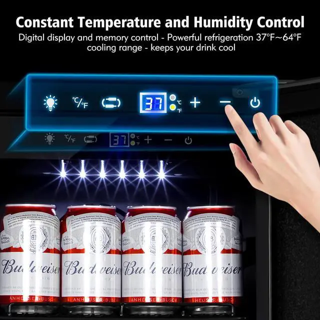 Alt view image 3 of 7 - Tylza Beverage Refrigerator 15 Inch Wide, Mini Fridge Stainless Steel Under Counter Beverage Cooler, 130 Cans Beer Fridge with Built-in and Freestanding Beverage Fridge TYBC100SD