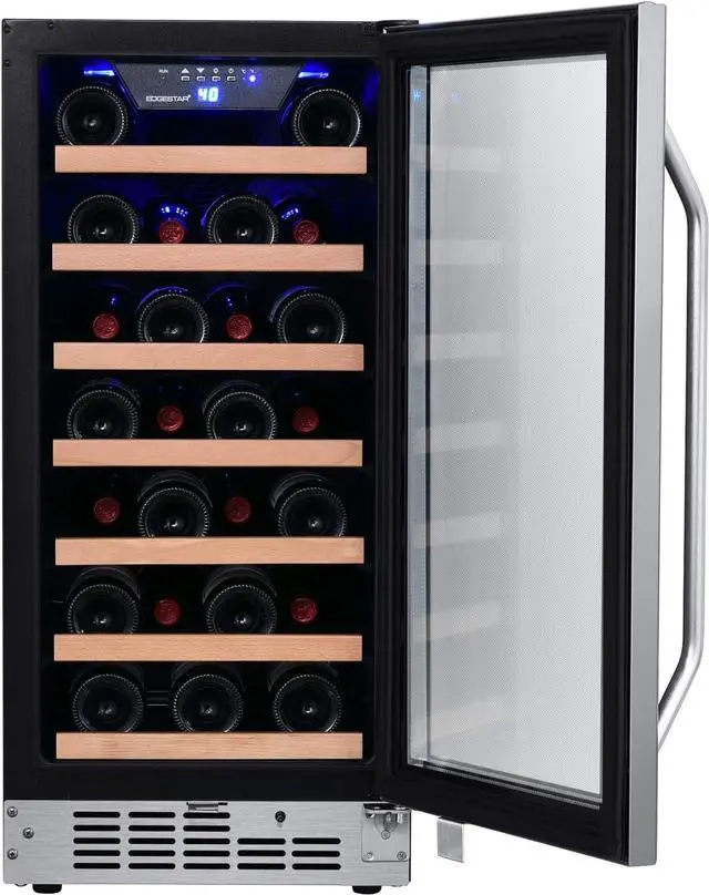 Alt view image 4 of 7 - EdgeStar CWR302SZ 15 Inch Wide 25 Bottle Built-In Single Zone Wine Cooler with Reversible Lockable Door and LED Lighting - Stainless Steel