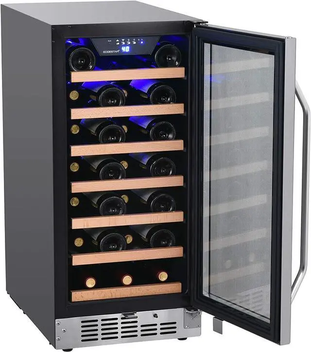 Alt view image 5 of 7 - EdgeStar CWR302SZ 15 Inch Wide 25 Bottle Built-In Single Zone Wine Cooler with Reversible Lockable Door and LED Lighting - Stainless Steel