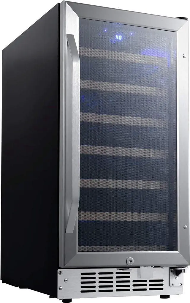 Alt view image 7 of 7 - EdgeStar CWR302SZ 15 Inch Wide 25 Bottle Built-In Single Zone Wine Cooler with Reversible Lockable Door and LED Lighting - Stainless Steel
