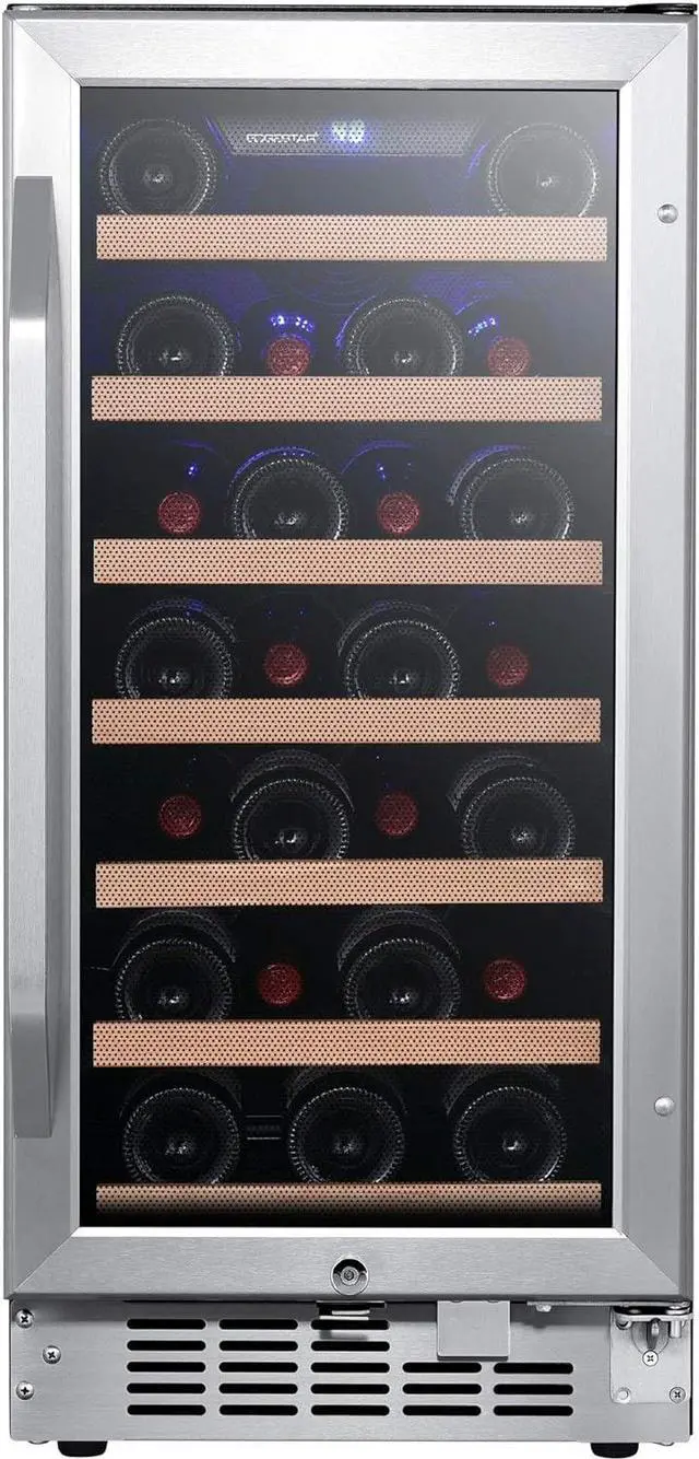Alt view image 3 of 7 - EdgeStar CWR302SZ 15 Inch Wide 25 Bottle Built-In Single Zone Wine Cooler with Reversible Lockable Door and LED Lighting - Stainless Steel