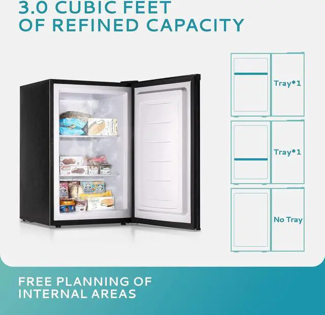 Alt view image 2 of 7 - Euhomy Upright freezer, 3.0 Cubic Feet, Single Door Compact Mini Freezer with Reversible Door, Small freezer for Home/Dorms/Apartment/Office (Black)