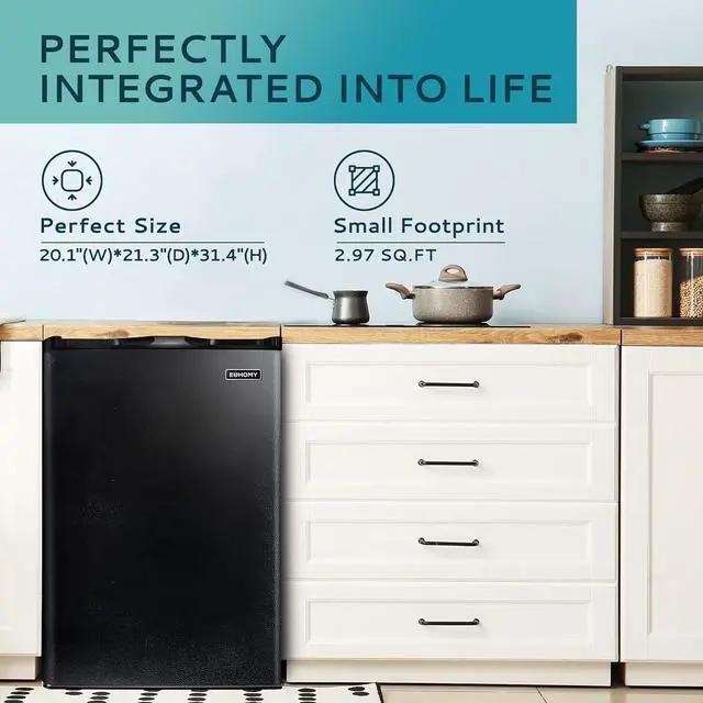 Alt view image 4 of 7 - Euhomy Upright freezer, 3.0 Cubic Feet, Single Door Compact Mini Freezer with Reversible Door, Small freezer for Home/Dorms/Apartment/Office (Black)