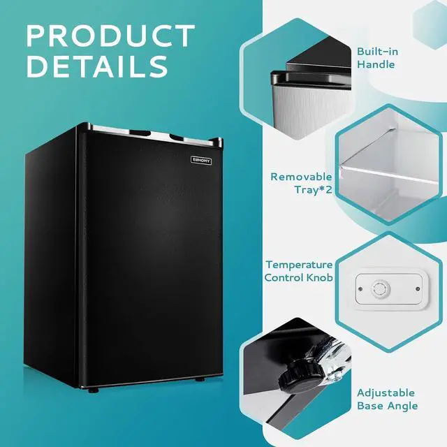 Alt view image 6 of 7 - Euhomy Upright freezer, 3.0 Cubic Feet, Single Door Compact Mini Freezer with Reversible Door, Small freezer for Home/Dorms/Apartment/Office (Black)