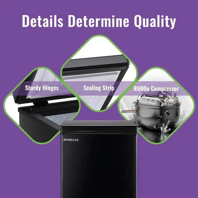 Alt view image 4 of 7 - Deep Chest Freezer Mini Freezer with Electronic Display Screen Free-Standing Top Door Freezer Electronic Thermostat Accurate to 1 Black