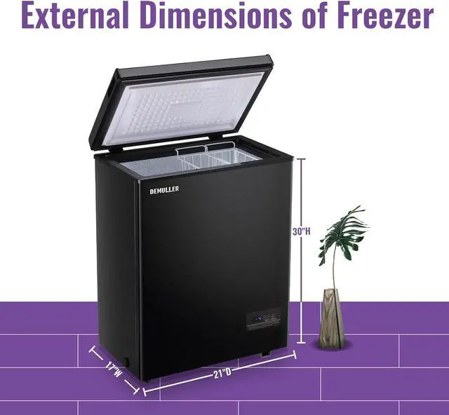 Alt view image 6 of 7 - Deep Chest Freezer Mini Freezer with Electronic Display Screen Free-Standing Top Door Freezer Electronic Thermostat Accurate to 1 Black