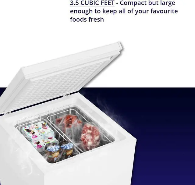 Alt view image 5 of 7 - Northair Chest Freezer - 3.5 Cu Ft with 2 Removable Baskets - Reach In Freezer Chest - Quiet Compact Freezer - 7 Temperature Settings - White