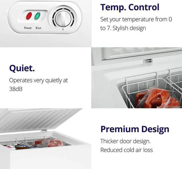 Alt view image 6 of 7 - Northair Chest Freezer - 3.5 Cu Ft with 2 Removable Baskets - Reach In Freezer Chest - Quiet Compact Freezer - 7 Temperature Settings - White