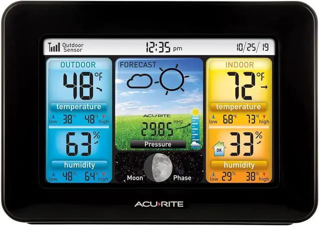 Alt view image 2 of 7 - AcuRite Wireless Home Weather Station with Color Display, Indoor Outdoor Thermometer and Temperature Sensor