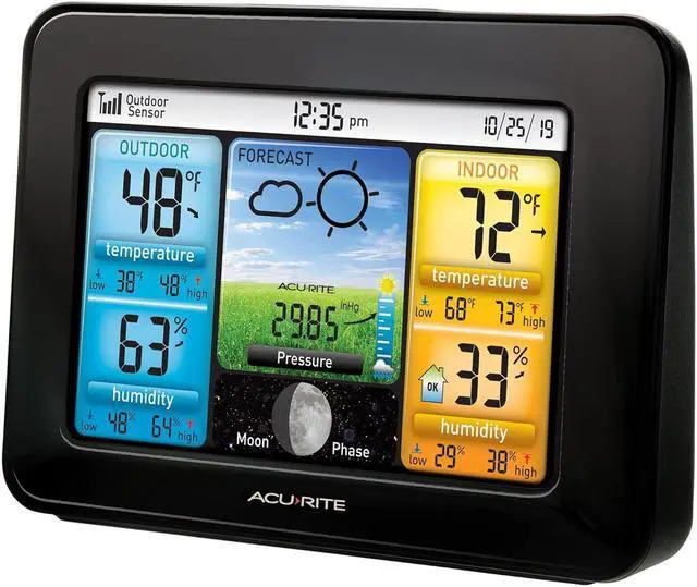 Alt view image 3 of 7 - AcuRite Wireless Home Weather Station with Color Display, Indoor Outdoor Thermometer and Temperature Sensor