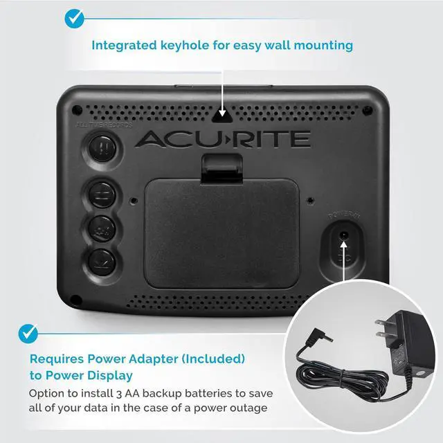Alt view image 4 of 7 - AcuRite Wireless Home Weather Station with Color Display, Indoor Outdoor Thermometer and Temperature Sensor