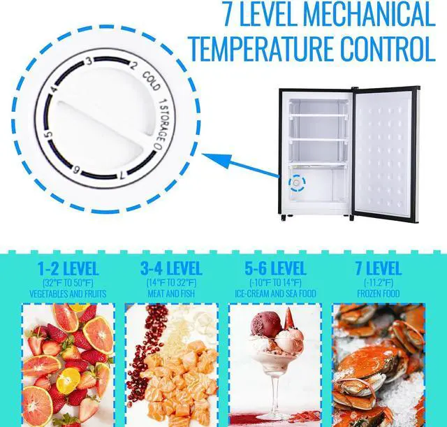 Alt view image 4 of 7 - 3.2 Cu.Ft Upright Freezer with 7 Adjustable Thermostat Stand-up Single Door Compact Freezers Silver
