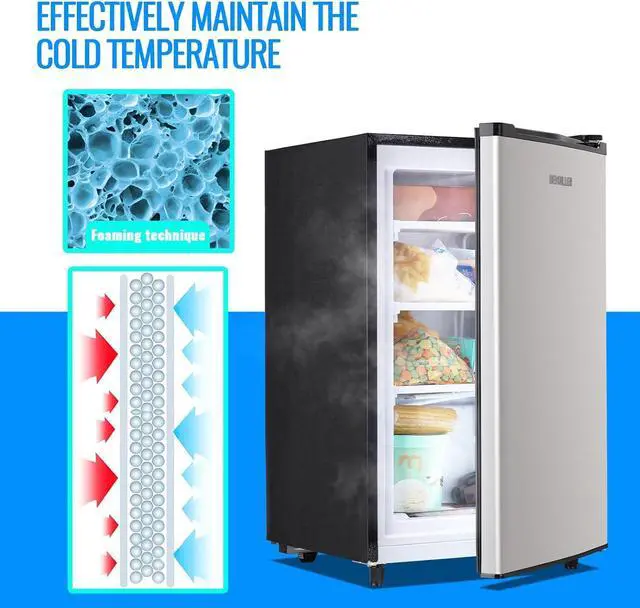 Alt view image 7 of 7 - 3.2 Cu.Ft Upright Freezer with 7 Adjustable Thermostat Stand-up Single Door Compact Freezers Silver
