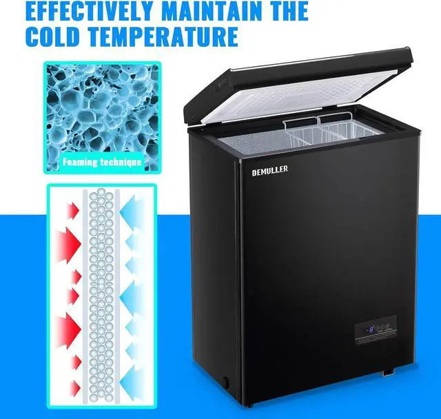 Alt view image 6 of 7 - DEMULLER Chest Freezer 4.0 CU. FT Ultra-low Temperature Deep Freezers (Down to -12 ) with TWO Removable Baskets Accurate Display of Cabinet Temp Freestanding Black