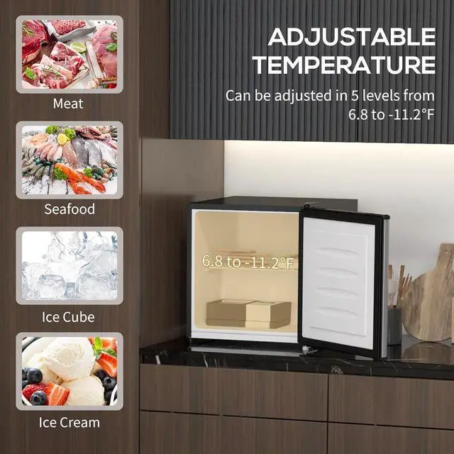 Alt view image 3 of 7 - HOMCOM Mini Freezer Countertop, 1.1 Cu.Ft Compact Upright Freezer with Removable Shelves, Reversible Door for Home, Dorm, Apartment and Office, Silver