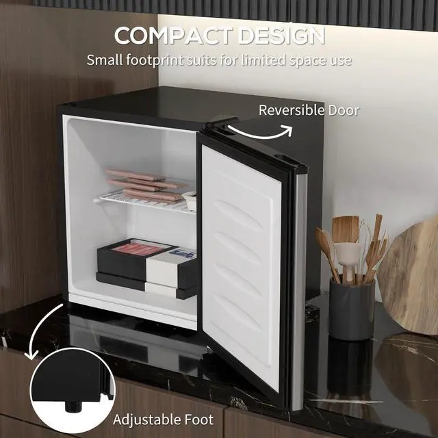 Alt view image 6 of 7 - HOMCOM Mini Freezer Countertop, 1.1 Cu.Ft Compact Upright Freezer with Removable Shelves, Reversible Door for Home, Dorm, Apartment and Office, Silver