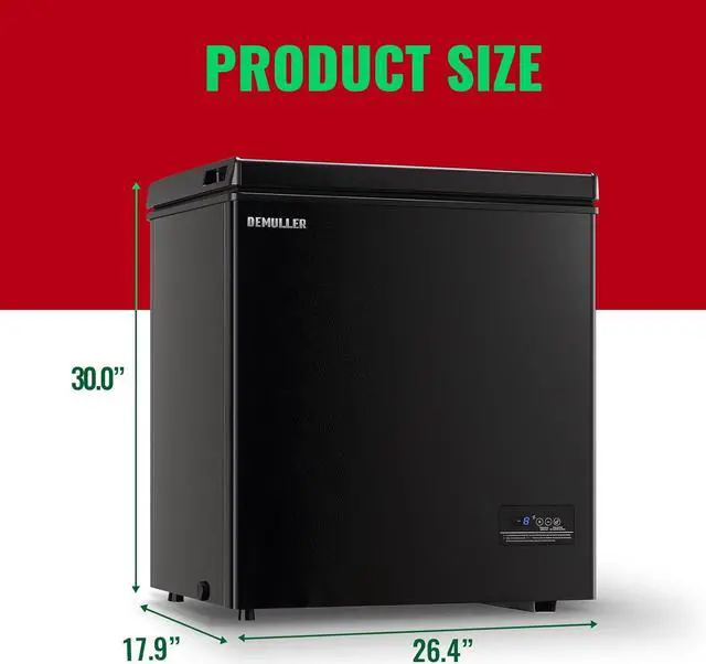 Alt view image 5 of 7 - Chest Freezer 5.0Cubic Feet Deep Freezer Freestanding Freezers with 2 Removable Stainless Steel Basket, Mini Freezer Top Open Door Compact Freezer with Electronic Control 41 to -15BLACK