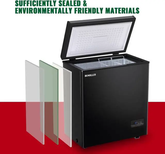 Alt view image 6 of 7 - Chest Freezer 5.0Cubic Feet Deep Freezer Freestanding Freezers with 2 Removable Stainless Steel Basket, Mini Freezer Top Open Door Compact Freezer with Electronic Control 41 to -15BLACK