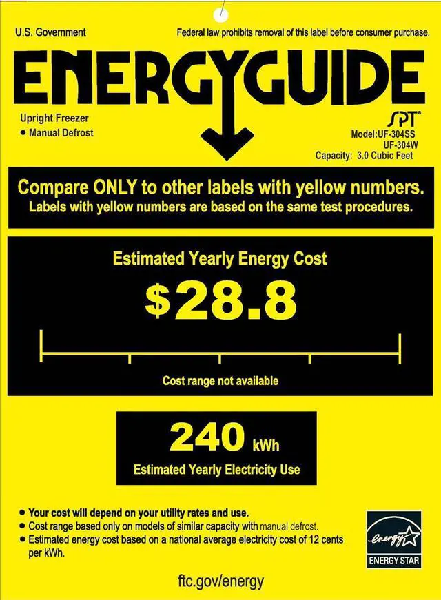 Alt view image 2 of 3 - SPT UF-304W: 3.0 cu.ft. Upright Freezer in White - ENERGY STAR