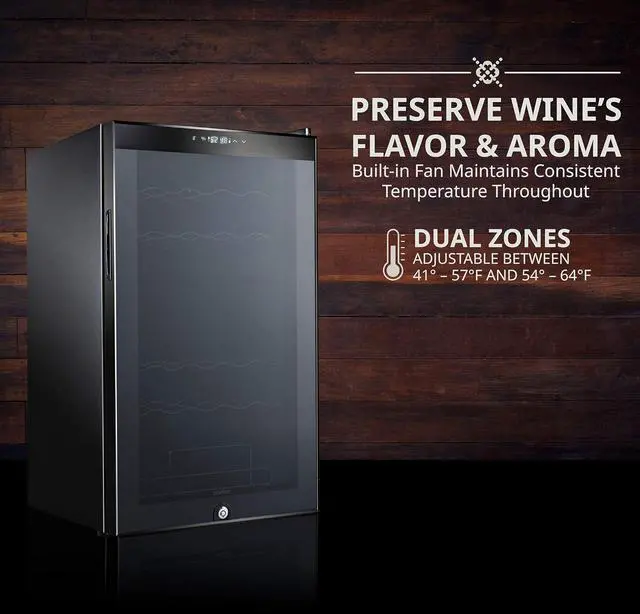 Alt view image 7 of 7 - Ivation 33 Bottle Dual Zone Wine Cooler Refrigerator w/Lock | Large Freestanding Wine Cellar For Red, White, Champagne & Sparkling Wine | 41f-64f Digital Temperature Control Fridge Glass Door Black