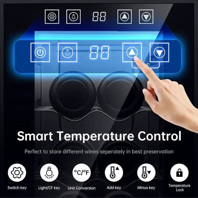 Alt view image 3 of 5 - KingChii 12 Bottle Thermoelectric Wine Cooler Refrigerator Advanced Cooling Technology, Stainless Steel & Tempered Glass For Red Wine, Champagne for Home, Kitchen, or Office