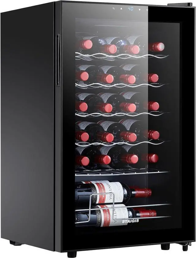 Main image of 24 Bottle Compressor Wine Cooler Refrigerator, Small Freestanding Wine Fridge for Red, White and Champagne, Mini Fridge with 40-66F Digital Temperature Control Glass Door