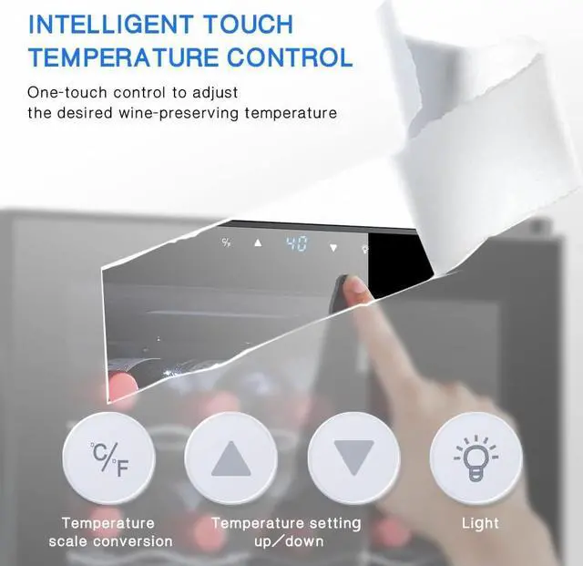 Alt view image 4 of 6 - 24 Bottle Compressor Wine Cooler Refrigerator, Small Freestanding Wine Fridge for Red, White and Champagne, Mini Fridge with 40-66F Digital Temperature Control Glass Door